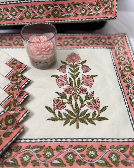 Dining essentials– Illuminate Your Table - Aavya Homes. Set of table runner, 6 placemats and coordinated napkins