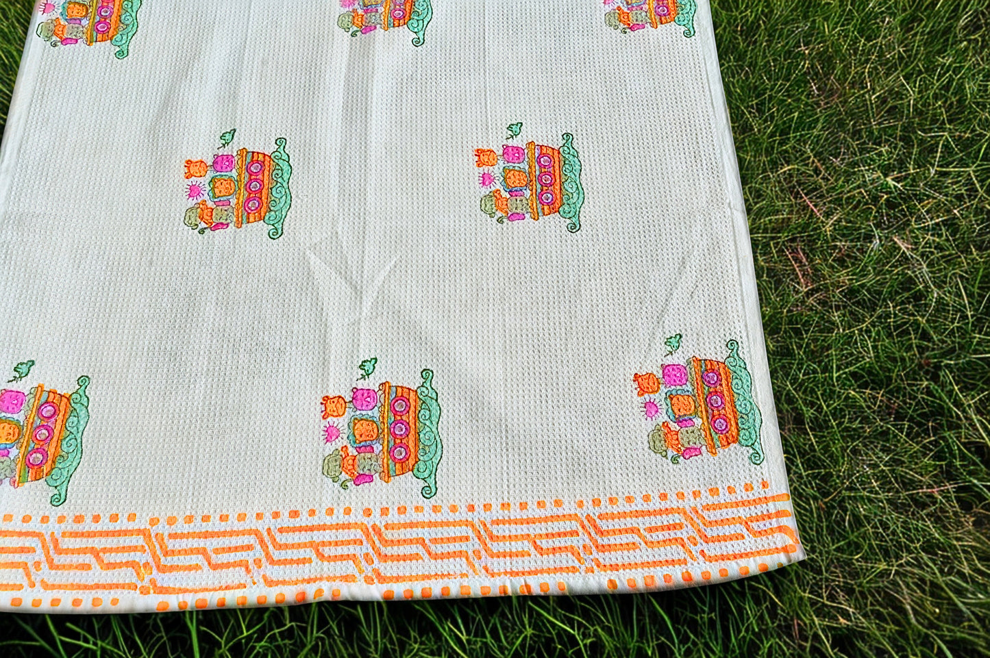 Sail & Snuggle – hand block printed Soft Cotton Bath Towel (Quick Dry, 100% Cotton) for kids 🌊🦒🐒