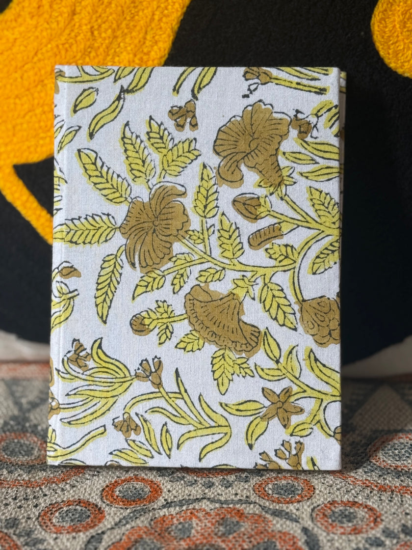 yellow coral patterns on diary cover
