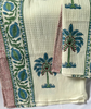 Textile with palm tree design on a white background