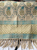 Rug with floral patterns and fringes on a white background