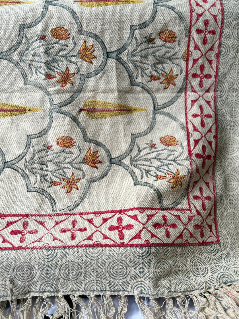 off white rug with floral patterns