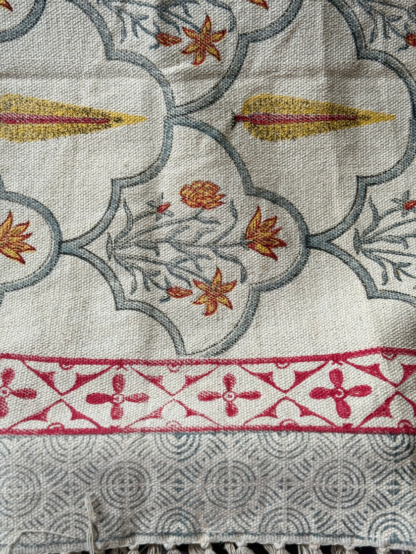 off white rug with floral patterns