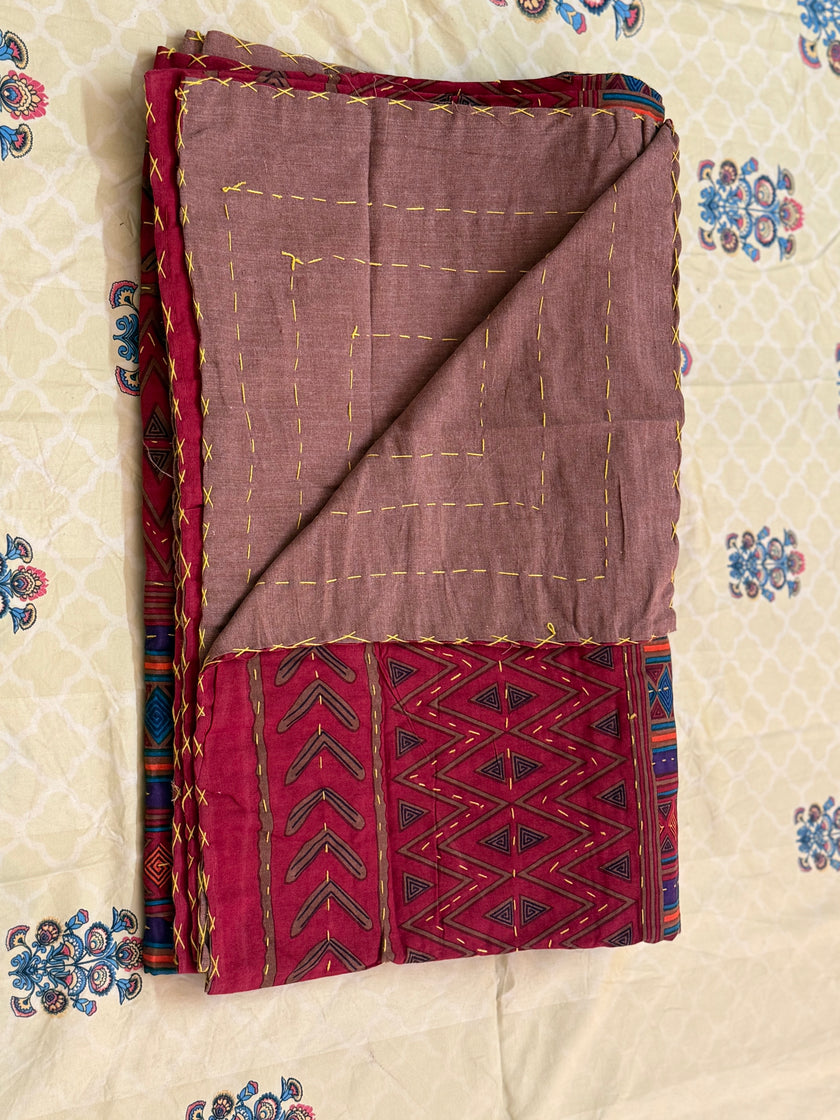 Bold and Beautiful | Handstitched Kantha Bedcover|Aavya Homes - Aavya Homes