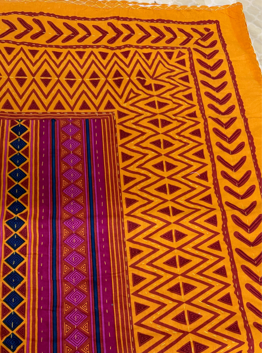 Yellow Says Hello | Handstitched Kantha Bedcover|Aavya Homes - Aavya Homes