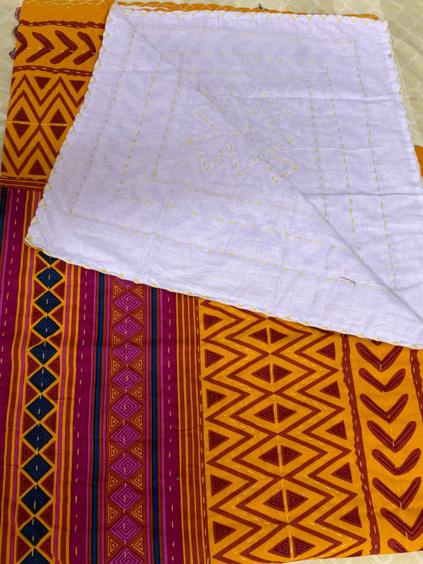 Yellow Says Hello | Handstitched Kantha Bedcover|Aavya Homes - Aavya Homes
