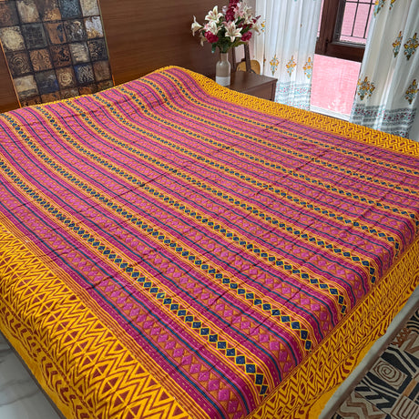 Yellow Says Hello | Handstitched Kantha Bedcover|Aavya Homes - Aavya Homes