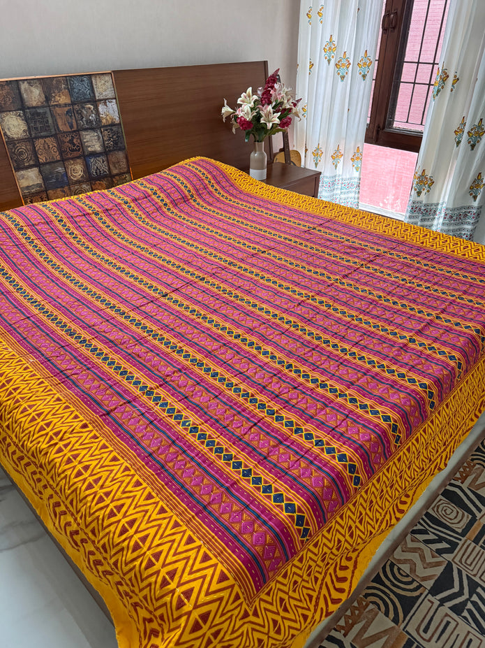 Yellow Says Hello | Handstitched Kantha Bedcover|Aavya Homes - Aavya Homes