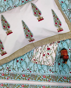 Aqua garden| Pure Cotton bedsheet| Premium Perkale 300 tc - Aavya Homes