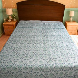 Blue Mirage Dohar – Double bed,Soft Cotton, Handcrafted, Lightweight Quilt🌿🌸 (3 - Layer All season Quilt) - Aavya Homes