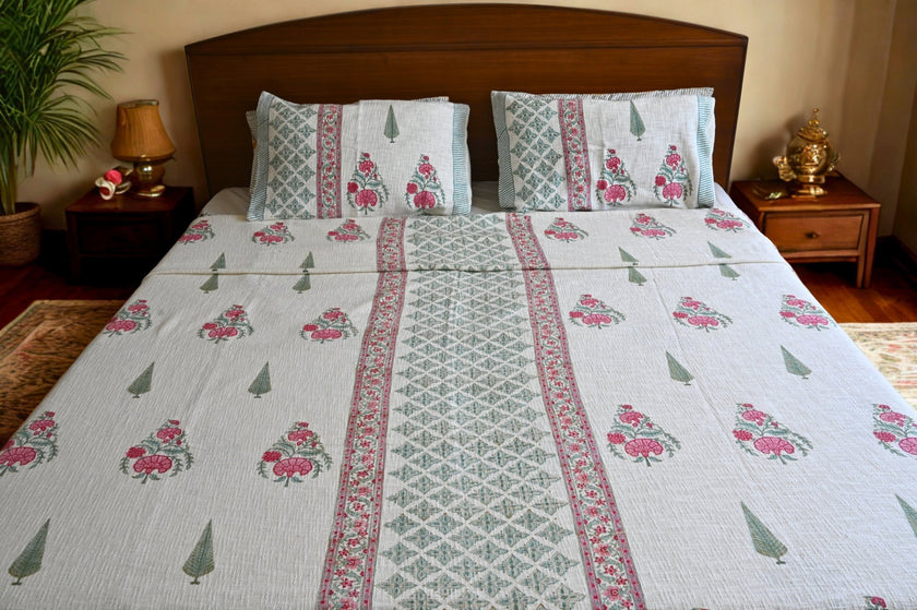 Blush Kora – Minimal Cotton Bedcover in Slub Weave | Handmade in India - Aavya Homes