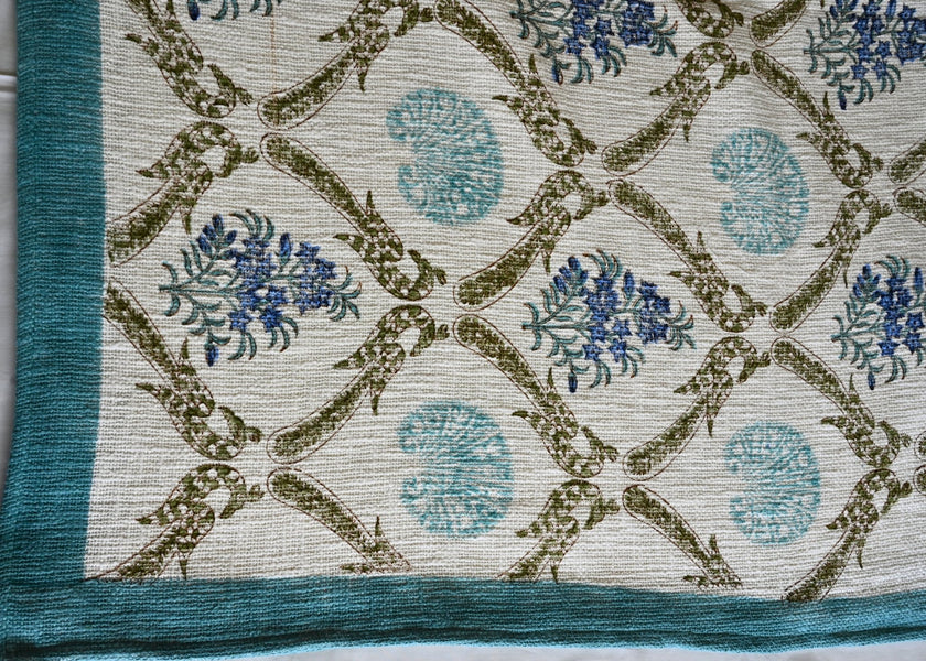 Coastal Fern – Slub Cotton Bedcover for Summer Homes | Handmade in India - Aavya Homes