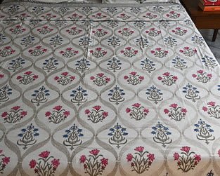 Floral Serenity Cotton Dohar – Soft Cotton, Handcrafted, Lightweight Quilt🌿🌸 (3-Layer All season Quilt) - Aavya Homes