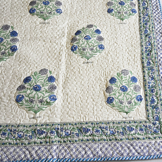 Forest Flow Quilted Bedcover | Handcrafted Cotton all weather Quilt – Aavya Homes - Aavya Homes