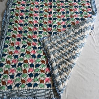 Haathi Raja 🐘 - Organic Cotton Baby Quilt (Newborn, 0 - 3 years) - Aavya Homes