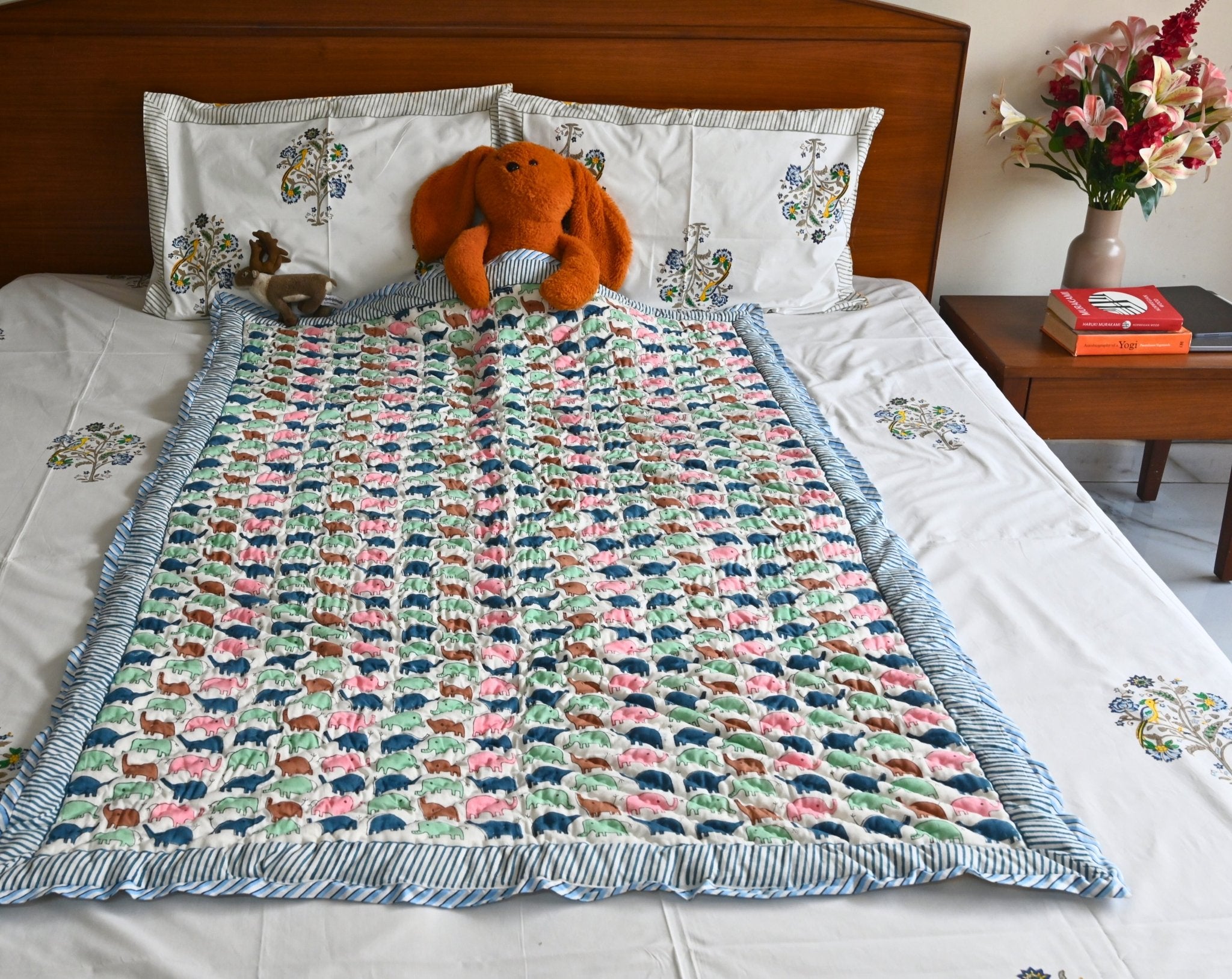 Haathi Raja 🐘 - Organic Cotton Baby Quilt (Newborn, 0 - 3 years) - Aavya Homes