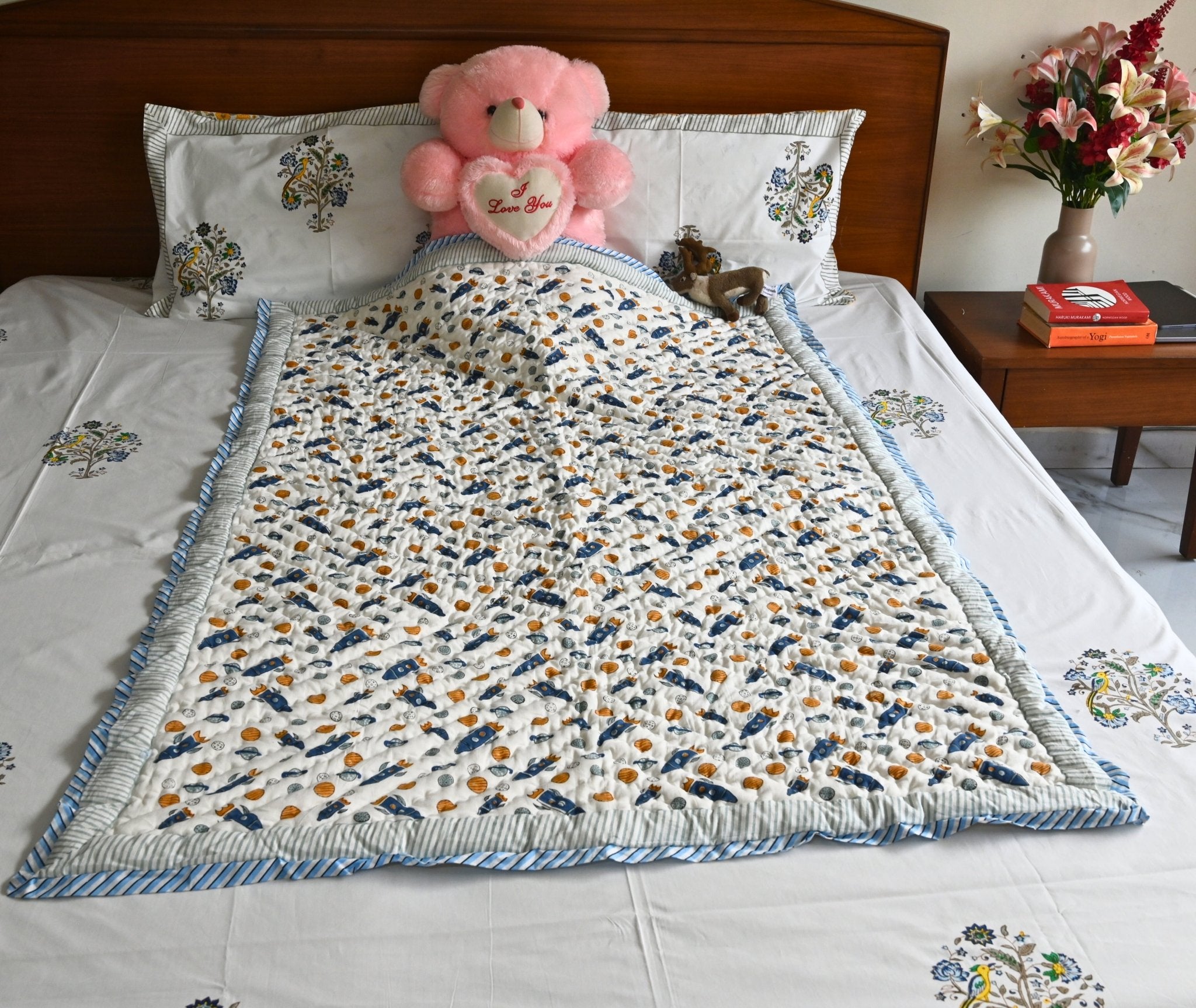 Little Astronaut Adventures 🚀✨ - Organic Cotton Baby Quilt (Newborn, 0 - 3 years) - Aavya Homes