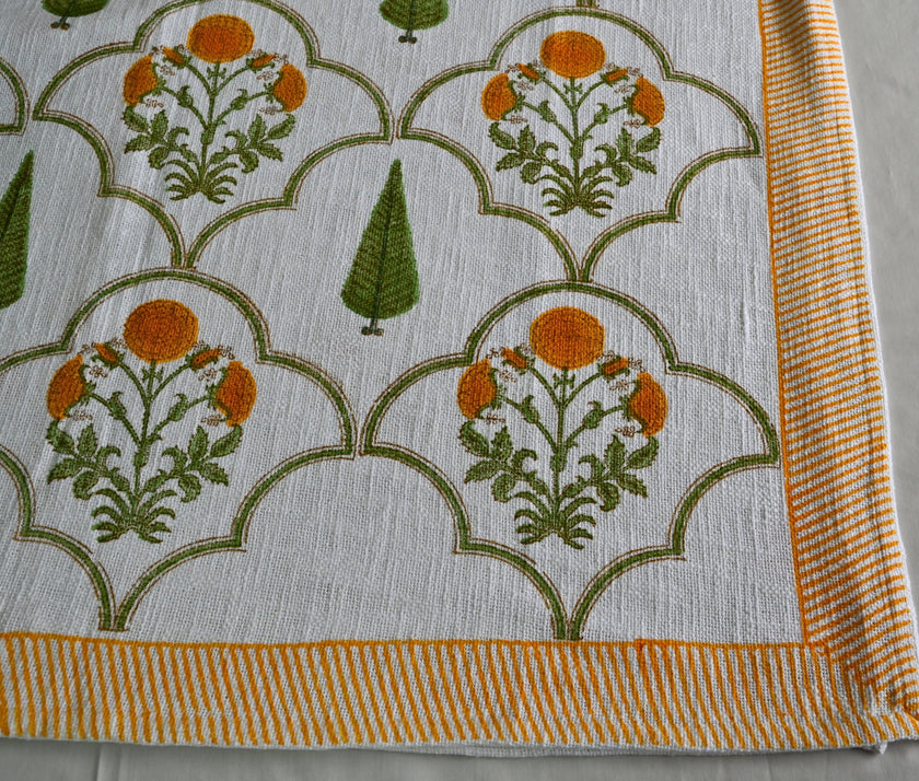 Marigold Charm – Handwoven Slub Cotton Bedcover for Warm Spaces | Aavya Homes - Aavya Homes