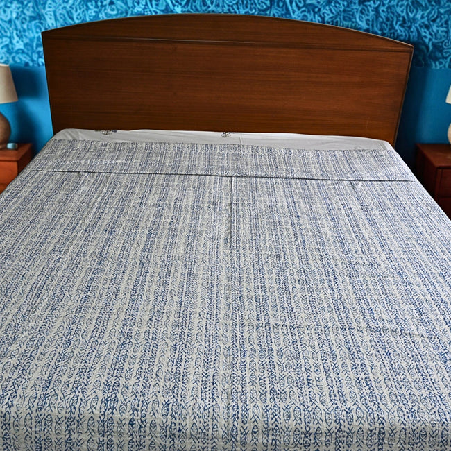 Neel Taal - Kantha bedcover| Hand - Stitched Cotton overlay in Blue – Aavya Homes - Aavya Homes