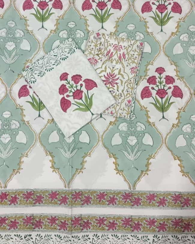 Pastel blooms | Pure Cotton bedsheet| Premium Perkale 300 tc - Aavya Homes