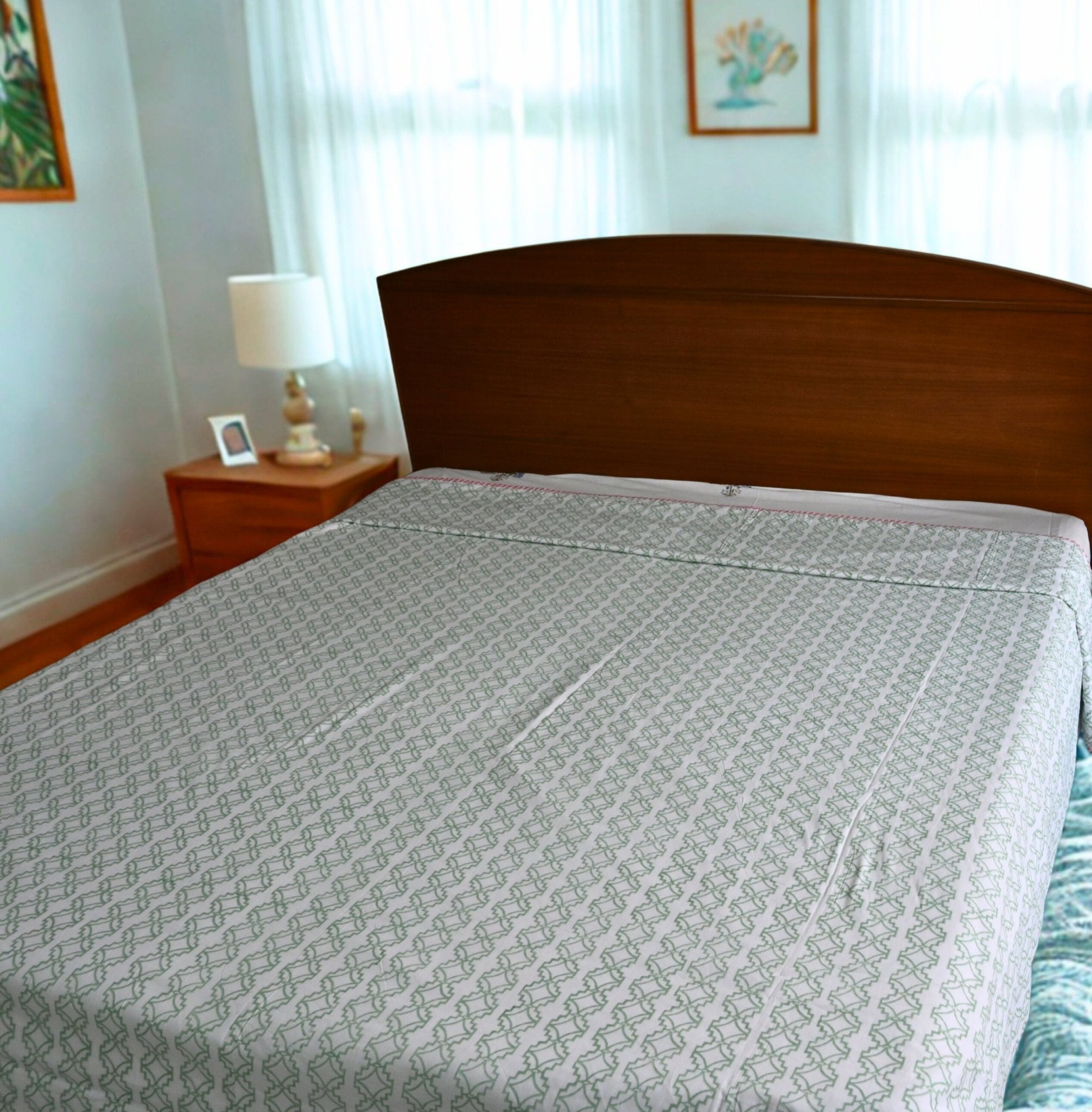 Peach Blossom Charm – Double Bed Hand Block Printed Cotton Dohar 🌿🌸 (3 - Layer All season Quilt) - Aavya Homes