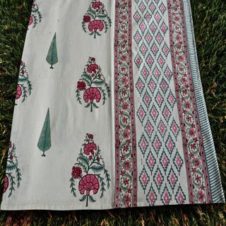 Rosé Garden – Hand Block Printed Soft Cotton Bath Towel (Quick Dry, 100% Cotton) - Aavya Homes