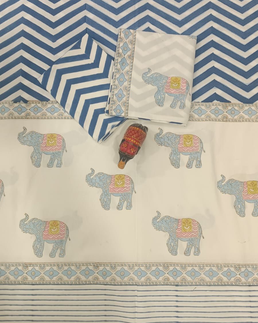 Royal elephant | Pure Cotton bedsheet| Premium Perkale 300 tc - Aavya Homes