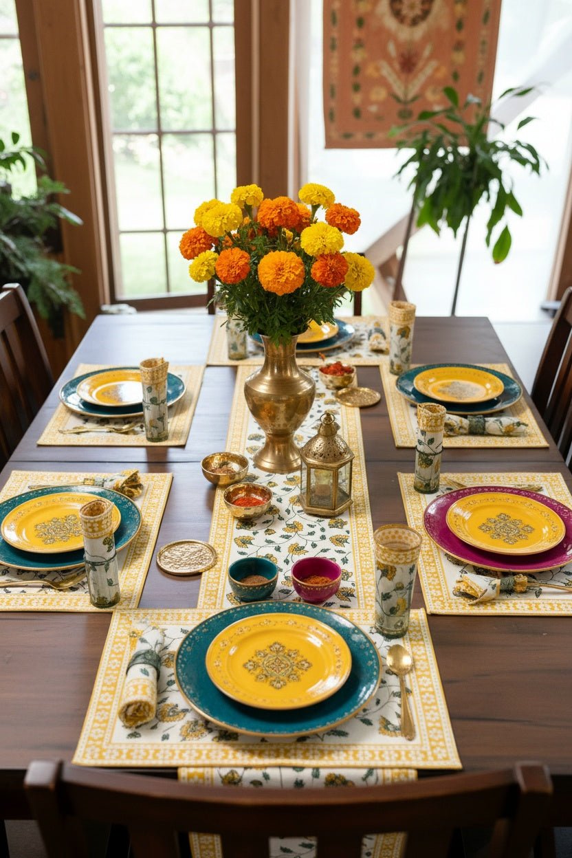 Yellow Tadka Dining Set – Premium Dining Décor - Aavya Homes